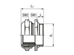 Technical drawing with dimensions of JACOB® WADI - Cable glands with metric thread