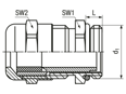 Technical drawing with dimensions of JACOB® PERFECT - Cable glands with metric thread and VITON-joints for high stability