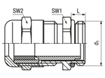 Technical drawing with dimensions of JACOB® PERFECT - Cable glands with metric thread and VITON-joints for high stability
