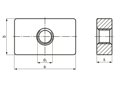 Technical drawing with dimensions of Rectangle threaded plates