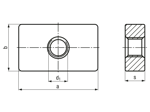 Technical drawing with dimensions of Rectangle threaded plates