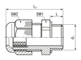 Technical drawing with dimensions of JACOB® PERFECT - Cable glands with metric thread and 2-part reducing sealing ring for wide clamping range