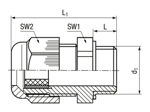 Technical drawing with dimensions of JACOB® PERFECT - Cable glands with metric thread and 2-part reducing sealing ring for wide clamping range
