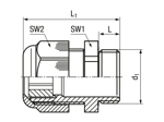 Technical drawing with dimensions of JACOB® PERFECT - Cable glands with metric thread and sealing insert for especially moulded AS-i Bus-cable 1 x AS-i Bus-cable