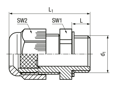 Technical drawing with dimensions of JACOB® PERFECT - Cable glands with metric thread and sealing insert without bore hole