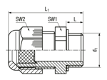 Technical drawing with dimensions of JACOB® PERFECT - Cable glands with metric thread and sealing insert without bore hole