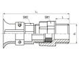 Technical drawing with dimensions of JACOB® FAVORIT - Cable glands with metric thread and strain relief clamp with bending protection