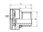 Technical drawing with dimensions of JACOB® - Pressure balance elements with metric thread standard