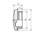 Technical drawing with dimensions of JACOB® - Screw plugs with metric thread and sealing ring for connecting thread