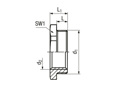 Technical drawing with dimensions of JACOB® - Reductions hexagonal for metric thread on metric thread