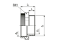 Technical drawing with dimensions of JACOB® - Enlargers hexagonal for metric thread on metric thread