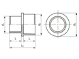 Technical drawing with dimensions of JACOB® - Blanking plugs for cable glands for serie PERFECT
