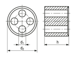 Technical drawing with dimensions of JACOB® - Sealing inserts for installation of several cables for series PERFECT with metric thread