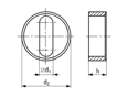 Technical drawing with dimensions of JACOB® - Sealing inserts for chamfered flat cables for series PERFECT with metric thread