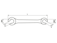 Technical drawing with dimensions of JACOB® - Open ring spanner