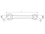 Technical drawing with dimensions of JACOB® - Open ring spanner