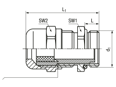 Technical drawing with dimensions of JACOB® PERFECT - Cable glands with Pg thread and reducing sealing ring for small cable-Ø
