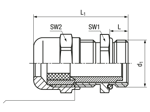 Technical drawing with dimensions of JACOB® PERFECT - Cable glands with Pg thread and reducing sealing ring for small cable-Ø