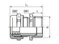 Technical drawing with dimensions of JACOB® PERFECT - EMC-cable glands with NPT thread