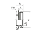 Technical drawing with dimensions of JACOB® - Reductions hexagonal for Pg thread on Pg thread, with o-ring