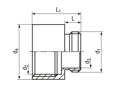 Technical drawing with dimensions of JACOB® - Enlargers round for Pg thread on Pg thread