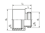 Technical drawing with dimensions of JACOB® - Enlargers round for Pg thread on Pg thread