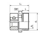 Technical drawing with dimensions of JACOB® - Pressure screws with clamping jaws with Pg thread and strain relief clamp