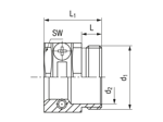 Technical drawing with dimensions of JACOB® KOMPAKT - Pressure screws with Pg thread and strain relief clamp