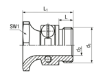Technical drawing with dimensions of JACOB® FAVORIT - Pressure screws with Pg thread and strain relief clamp with bending protection