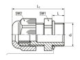 Technical drawing with dimensions of JACOB® PERFECT - Cable glands with Pg thread standard