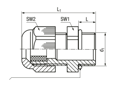 Technical drawing with dimensions of JACOB® PERFECT - Cable glands with Pg thread and reducing sealing ring