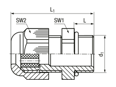 Technical drawing with dimensions of JACOB® PERFECT - Cable glands with Pg thread and sealing insert for installation of several cables