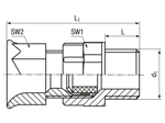 Technical drawing with dimensions of JACOB® KRALLEN - Cable glands with Pg thread and clamping cage for anchorage with bending protection