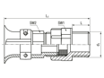 Technical drawing with dimensions of JACOB® FAVORIT - Cable glands with Pg thread and strain relief clamp with bending protection