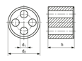Technical drawing with dimensions of JACOB® - Sealing inserts for installation of several cables for series PERFECT with Pg thread
