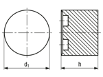 Technical drawing with dimensions of JACOB® - Sealing inserts without bore hole for series PERFECT with Pg thread
