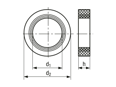 Technical drawing with dimensions of JACOB® - Sealing rings multiple perforation for cable glands with Pg thread