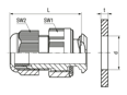Technical drawing with dimensions of JACOB® PERFECT Fix - Cable glands without thread for quick installation