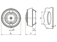 Technical drawing with dimensions of JACOB® - Sealing grommets for metric through bore-hole, with additonal anchorage