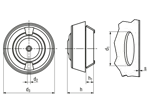 Technical drawing with dimensions of JACOB® - Sealing grommets for metric through bore-hole, with additonal anchorage