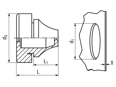 Technical drawing with dimensions of JACOB® G502-1xxx-zz - Sealing grommets for metric through bore-hole