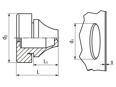Technical drawing with dimensions of JACOB® G502-2xxx-zz - Sealing grommets for Pg through bore-hole