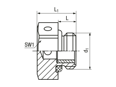 Technical drawing with dimensions of JACOB® - Pressure balance elements with metric thread