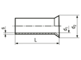 Technical drawing with dimensions of End sleeves non insulated