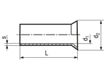 Technical drawing with dimensions of End sleeves non insulated