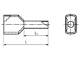 Technical drawing with dimensions of Twin sleeves with PP-insulation Standard DIN