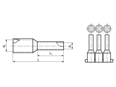 Technical drawing with dimensions of End sleeves with PP-insulation, cut-strips Standard DIN