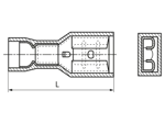 Technical drawing with dimensions of Female push on terminals fully insulated PA