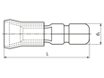 Technical drawing with dimensions of Male bullet terminals with PVC-insulation
