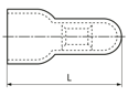 Technical drawing with dimensions of Close-end terminals with PA-insulation